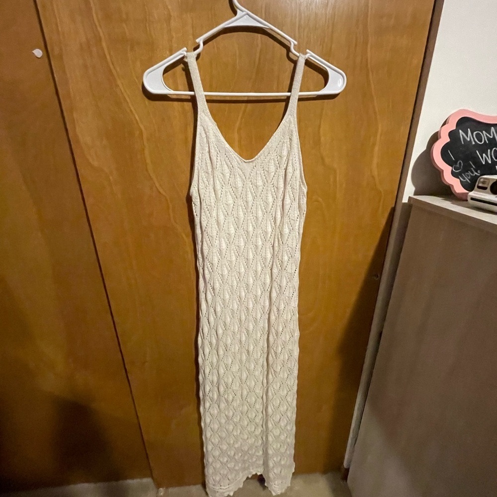 Cream Knit Sleeveless Dress
